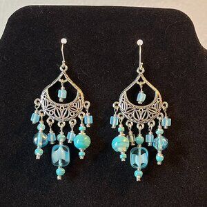 Handmade Chandelier Earrings - Sky Blue